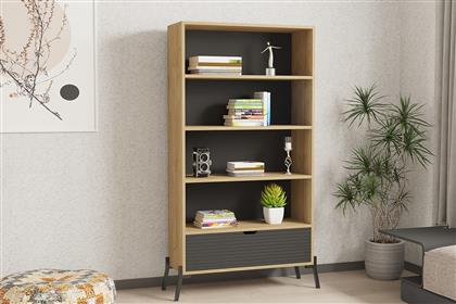 ΒΙΒΛΙΟΘΗΚΗ NUMANA - SAPPHIRE OAK, ANTRACITE 835PUQ5304 83,6X160X30 CM ΑΙΘΡΙΟ