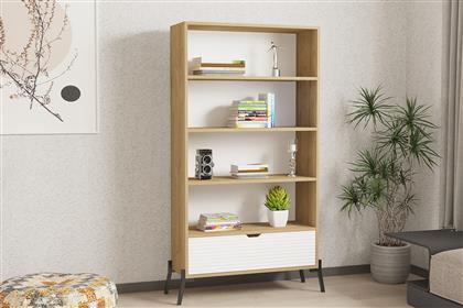 ΒΙΒΛΙΟΘΗΚΗ NUMANA - SAPPHIRE OAK, WHITE 835PUQ5303 83,6X160X30 CM ΑΙΘΡΙΟ