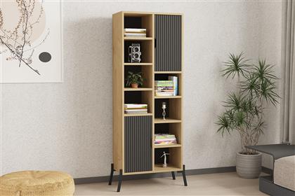 ΒΙΒΛΙΟΘΗΚΗ OTRANTO - SAPPHIRE OAK, ANTRACITE 835PUQ5306 58,6X160X30 CM ΑΙΘΡΙΟ