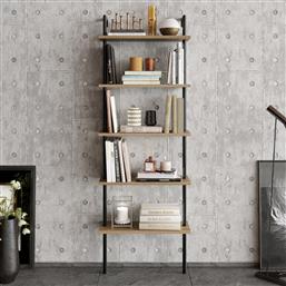 ΒΙΒΛΙΟΘΗΚΗ PAULA - WALNUT, BLACK 541HDL1306 60X174X22 CM ΑΙΘΡΙΟ