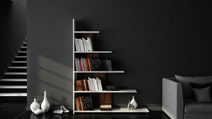 ΒΙΒΛΙΟΘΗΚΗ REWARD - WHITE, WALNUT 745DCD3615 121,8X120X19,5 CM ΑΙΘΡΙΟ