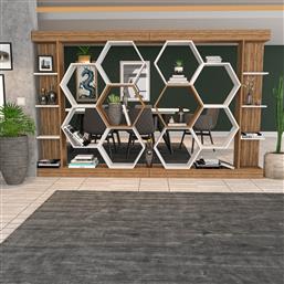 ΒΙΒΛΙΟΘΗΚΗ SUENO - WHITE, WALNUT 322RTC1112 140X177,4X29,6 CM ΑΙΘΡΙΟ