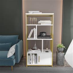 ΒΙΒΛΙΟΘΗΚΗ VALERO - WHITE, GOLD 875ZNA4568 60X120X29,6 CM ΑΙΘΡΙΟ