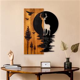 ΞΥΛΙΝΟ ΔΙΑΚΟΣΜΗΤΙΚΟ ΤΟΙΧΟΥ DEER AND MOON 899SKL2675 43X58X3 CM ΑΙΘΡΙΟ