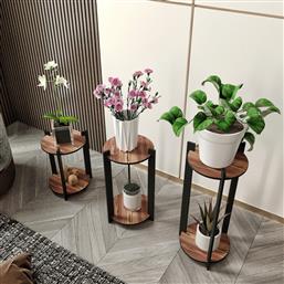 ΞΥΛΙΝΟ ΣΤΑΝΤ ΦΥΤΩΝ FLOWER DESK ROUND - WALNUT 282PTR1303 (23X30X23) ΑΙΘΡΙΟ