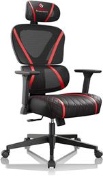 ΚΑΡΕΚΛΑ GAMING ERGONOMIC NORN ERK-GC06-R ΑΠΟ ΤΕΧΝΗΤΟ ΔΕΡΜΑ - ΜΑΥΡΗ/ΚΟΚΚΙΝΗ EUREKA