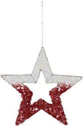 ΑΣΤΕΡΙ ΚΡΕΜΑΣΤΟ ΠΛΕΓΜΑ ΛΕΥΚΟ-ΚΟΚΚΙΝΟ 25CM 600-45633 EUROLAMP