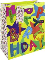 EUROWRAP ΧΑΡΤΙΝΗ ΤΣΑΝΤΑ NEON HAPPY BIRTHDAY LARGE (35522-2C)