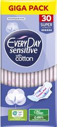 ΣΕΡΒΙΕΤΕΣ SENSITIVE COTTON SUPER ULTRA PLUS 30 ΤΕΜΑΧΙΑ EVERYDAY