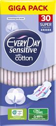 ΣΕΡΒΙΕΤΕΣ SENSITIVE SUPER ULTRA PLUS WITH COTTON GIGA PACK (30ΤΕΜ) EVERYDAY