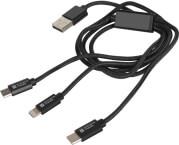 NKA-1202 3IN1 MICRO USB - LIGHTNING - TYPE C CHARGE/SYNCE USB CABLE 1M EXTREME MEDIA