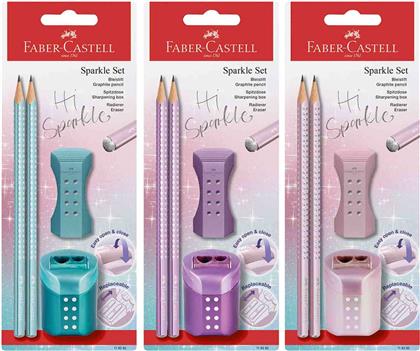 BLISTER ΣΕΤ SPARKLE 4 ΤΕΜΑΧΙΑ - 2 ΜΟΛΥΒΙΑ SPARKLE, 1 ΓΟΜΑ ROLL-ON ΚΑΙ 1 ΔΙΠΛΗ ΞΥΣΤΡΑ ROLL-ON - 077118282 FABER CASTELL