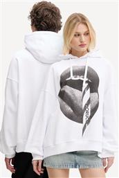 ΒΑΜΒΑΚΕΡΗ ΜΠΛΟΥΖΑ MOUTH PRINT RELAXED FIT HOODIE ΧΡΩΜΑ: ΑΣΠΡΟ, ΜΕ ΚΟΥΚΟΥΛΑ, U02SPSHO092CJ05WH05 FIORUCCI