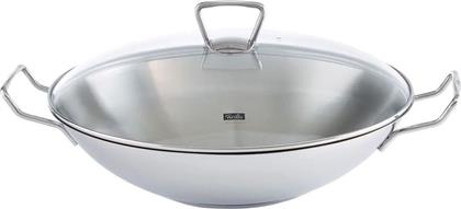 KUNMING 36 CM WOK ΜΕ ΓΥΑΛΙΝΟ ΚΑΠΑΚΙ INOX FISSLER