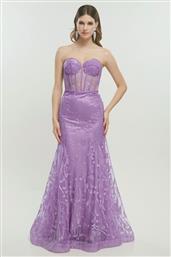 MAXI ΦΟΡΕΜΑ STRAPLESS ΤΟΥΛΙΝΟ ΜΕ ΠΑΓΙΕΤΑ ΚΑΙ GLITTER - ΛΙΛΑ FOR YOU