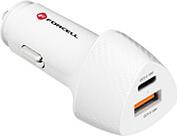 CARBON CAR CHARGER TYPE C 3.0 PD20W + USB QC3.0 18W 5A CC50-1A1C WHITE (TOTAL 38W) FORCELL από το e-SHOP