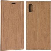 WOOD BOOK FLIP CASE FOR APPLE IPHONE X BROWN FORCELL