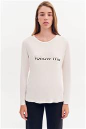 ΜΠΛΟΥΖΑ ΜΑΚΡΥΜΑΝΙΚΗ ΜΕ LETTERING ΑΠΟ ΠΕΡΛΕΣ - 081.10.01.047 ΕΚΡΟΥ FOREL