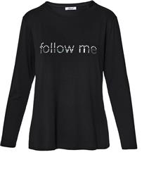 ΜΠΛΟΥΖΑ ΜΑΚΡΥΜΑΝΙΚΗ ΜΕ LETTERING ΑΠΟ ΠΕΡΛΕΣ - 081.10.01.047 ΜΑΥΡΟ FOREL