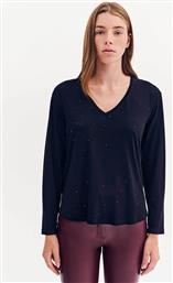 ΓΥΝΑΙΚΕΙΑ ΜΠΛΟΥΖΑ ΜΕ V ΛΑΙΜΟΚΟΨΗ ΚΑΙ ΣΤΡΑΣ - 081.10.01.044 ΜΑΥΡΟ FOREL