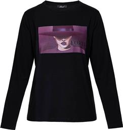 ΓΥΝΑΙΚΕΙΑ ΒΑΜΒΑΚΕΡΗ ΜΠΛΟΥΖΑ ΜΑΚΡΥΜΑΝΙΚΗ ΜΕ PRINT - 081.10.01.081 ΜΑΥΡΟ FOREL