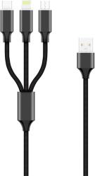 3IN1 CABLE USB - LIGHTNING + USB-C + MICROUSB 1,0 M 2A BLACK FOREVER από το e-SHOP