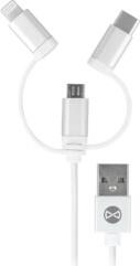 3IN1 CABLE USB TO MICRO USB/ LIGHTNING / TYPE-C WHITE FOREVER