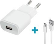 TC-01 USB WALL CHARGER (2 A) WHITE + MICRO-USB CABLE FOREVER