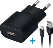 TC-01 WALL CHARGER USB 1A + CABLE FOR IPHONE 8-PIN BLACK FOREVER