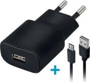 TC-01 WALL CHARGER USB 2A + CABLE MICRO-USB BLACK FOREVER