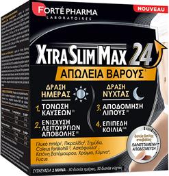 XTRASLIM MAX 24 ΣΥΜΠΛΗΡΩΜΑ ΔΙΑΤΡΟΦΗΣ ΦΥΤΙΚΩΝ ΕΚΧΥΛΙΣΜΑΤΩΝ & ΜΕΤΑΛΛΩΝ ΓΙΑ ΑΠΩΛΕΙΑ ΒΑΡΟΥΣ, ΚΑΥΣΙΜΟ ΛΙΠΟΥΣ & ΕΝΙΣΧΥΣΗ ΜΕΤΑΒΟΛΙΣΜΟΥ ΜΕ ΔΙΣΚΙΑ ΔΙΠΛΗΣ ΣΤΟΙΒΑΔΑΣ ΠΑΡΑΤΕΤΑΜΕΝΗΣ ΑΠΟΔΕΣΜΕΥΣΗΣ ΓΙΑ 24ΩΡΗ ΔΡΑΣΗ 60TABS (2X30TABS) FORTE PHARMA