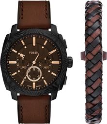 ΣΕΤ ΡΟΛΟΙ & ΒΡΑΧΙΟΛΙ MACHINE CHRONOGRAPH FS6102SET ΚΑΦΕ FOSSIL