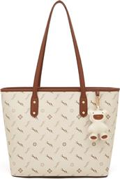 ΔΕΡΜΑΤΙΝΗ ΓΥΝΑΙΚΕΙΑ ΤΣΑΝΤΑ PVC SHOPPER 'ΩΜΟΥ 900535F ΜΠΕΖ/ΚΑΦΕ FOXER