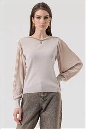 ΓΥΝΑΙΚΕΙΑ ΠΛΕΚΤΗ ΜΠΛΟΥΖΑ ΜΕ ΔΙΑΚΟΣΜΗΤΙΚΟ ΚΟΣΜΗΜΑ RIBBED - FR25WT7027K459Q7-524 ΜΠΕΖ FRACOMINA