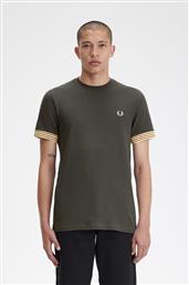 ΑΝΔΡΙΚΗ ΜΠΛΟΥΖΑ STRIPED CUFF PIQUE T-SHIRT M7707-638 ΠΡΑΣΙΝΟ FRED PERRY