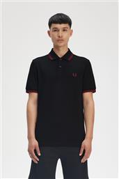 ΑΝΔΡΙΚΗ ΜΠΛΟΥΖΑ TWIN TIPPED POLO M3600-Y42 ΜΑΥΡΟ FRED PERRY