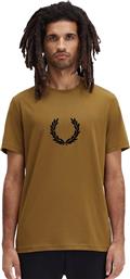 ΑΝΔΡΙΚΗ ΚΟΝΤΟΜΑΝΙΚΗ ΜΠΛΟΥΖΑ - FLOCKED LAUREL WREATH GRA FRED PERRY