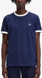 ΑΝΔΡΙΚΟ T-SHIRT TAPED RINGER T-SHIRT M4620-266 ΜΠΛΕ ΣΚΟΥΡΟ FRED PERRY