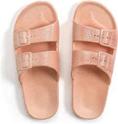 APRICOT GLITTER SLIDERS FREEDOM MOSES