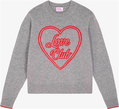 ΓΥΝΑΙΚΕΙΟ ΠΟΥΛΟΒΕΡ ΑΠΟ ΚΑΣΜΙΡΙ ΜΕ ''LOVE CLUB HEART'' JACQUARD OVERSIZED FIT - 2401WPR02209 ΓΚΡΙ FROM FUTURE