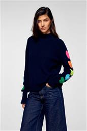 ΓΥΝΑΙΚΕΙΟ ΠΟΥΛΟΒΕΡ ΑΠΟ ΚΑΣΜΙΡΙ ΜΕ PRINT ΚΑΡΔΙΑ REGULAR FIT - PERMWPM01306W ΣΚΟΥΡΟ ΜΠΛΕ FROM FUTURE