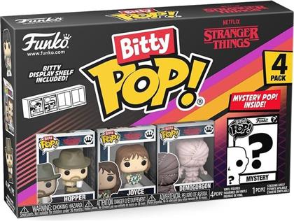 BITTY POP! STRANGER THINGS - HOPPER, JOYCE, DEMOGORGON (CLOSED FACE) AND A SURPRISE MYSTERY MINI FIGURE 4 PACK FUNKO