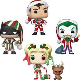 ΦΙΓΟΥΡΕΣ POP! DC HEROES: HOLIDAY - SUPERMAN, BATMAN, THE JOKER, HARLEY QUINN 4-PACK (EXCLUSIVE) FUNKO