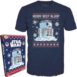 POP! BOXED TEE: DISNEY STAR WARS HOLIDAY - R2-D2 SNOWMAN - L FUNKO