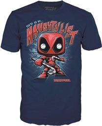 TEE: MARVEL - DEADPOOL NAUGHTY LIST BLUE T-SHIRT FUNKO