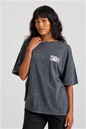 ΓΥΝΑΙΚΕΙΟ T-SHIRT GARMENT DYED ΜΕ PRINT ΣΤΗΝ ΠΛΑΤΗ OVERSIZED FIT - FBL010-121-04 ΑΝΘΡΑΚΙ FUNKY BUDDHA