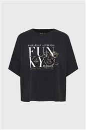 ΓΥΝΑΙΚΕΙΟ T-SHIRT ΜΕ GRAPHIC FRAME ΤΥΠΩΜΑ LOOSE FIT - FBL010-111-04 ΜΑΥΡΟ FUNKY BUDDHA