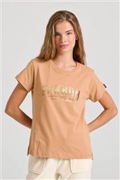 ΓΥΝΑΙΚΕΙΟ T-SHIRT ΜΕ LOGO PRINT REGULAR FIT - FBL010-115-04 ΚΑΜΗΛΟ FUNKY BUDDHA