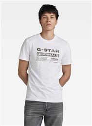 T-SHIRT DISTRESSED D24420-336 ΛΕΥΚΟ SLIM FIT G STAR