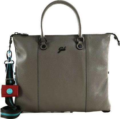 ΓΥΝΑΙΚΕΙΑ ΔΕΡΜΑΤΙΝΗ ΠΟΛΥΜΟΡΦΙΚΗ ΤΣΑΝΤΑ SHOPPER ΜΟΝΟΧΡΩΜΗ ΜΕ ΜΕΤΑΛΛΙΚΟ ΛΟΓΟΤΥΠΟ ''G3 PLUS SIZE M'' - G000033T2X2428 ΓΚΡΙ ΣΚΟΥΡΟ GABS